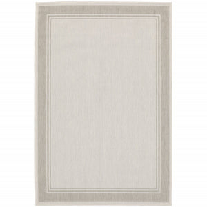 5’x7’ Ivory and Gray Bordered Indoor Outdoor Area Rug