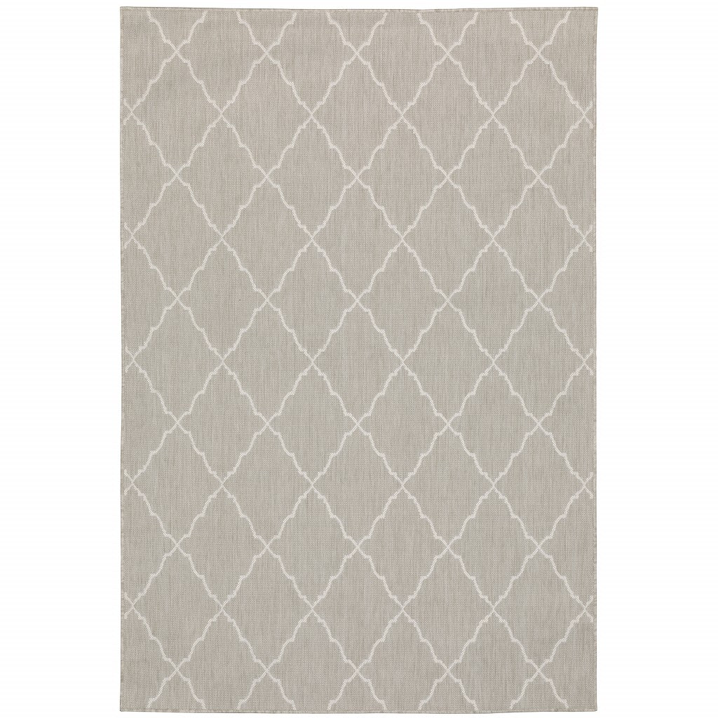 3’x5’ Gray and Ivory Trellis Indoor Outdoor Area Rug