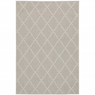 7’x9’ Gray and Ivory Trellis Indoor Outdoor Area Rug