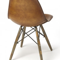 Medium Brown Leather Dining Chair