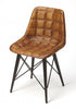 Stitched Squares Brown Leather Dining Chair