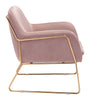 Comfy Square Pink Velvet and Gold Accent Arm Chair