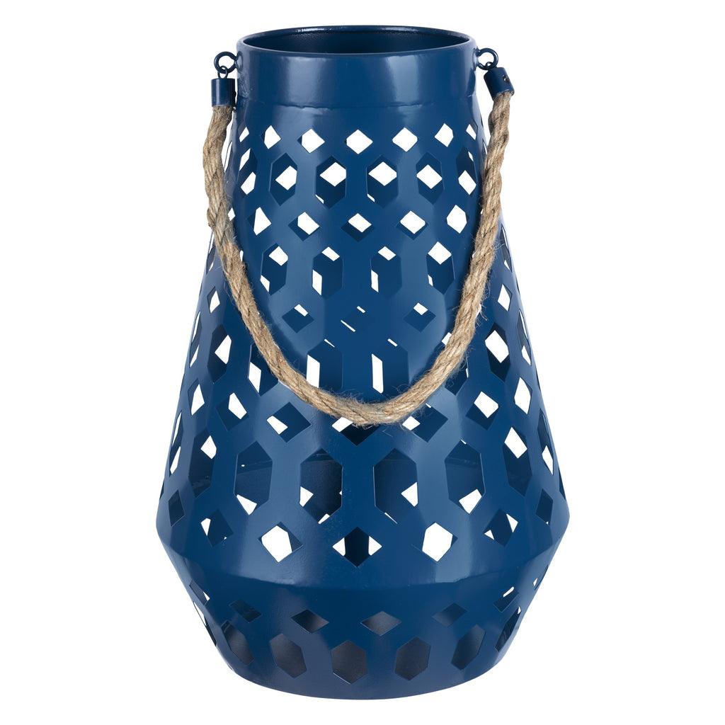 blue metal hexagon design lantern