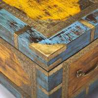 Hand Painted Brass Inlay Storage Trunk