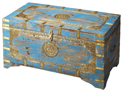 Neela Painted Brass Inlay Storage Trunk