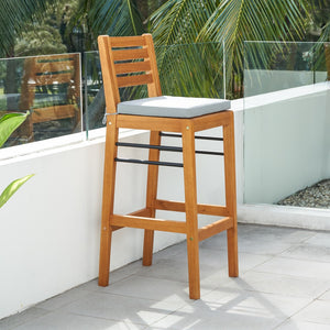 Light Wood Bar Chair with Metal Supports