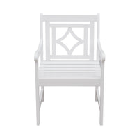 White Dining Armchair with Decorative Back