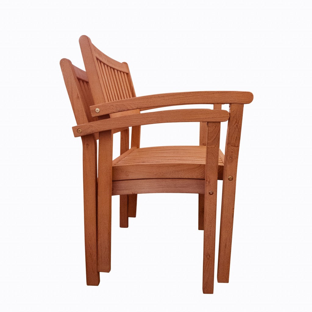 Set of Two Brown Stacking Armchairs