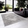 4’ x 6’ Gray Distressed Medallion Area Rug