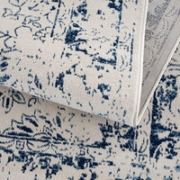 4’ x 6’ Navy Blue Distressed Floral Area Rug