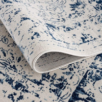 4’ x 6’ Navy Blue Distressed Floral Area Rug