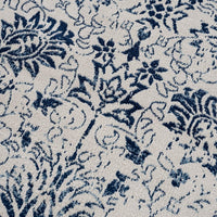 4’ x 6’ Navy Blue Distressed Floral Area Rug