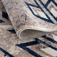 8’ x 11’ Beige and Blue Boho Chic Area Rug