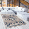 8’ x 11’ Beige and Blue Boho Chic Area Rug