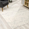 8’ x 11’ Ivory Distressed Ikat Pattern Area Rug