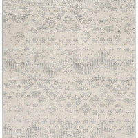 8’ x 11’ Ivory Distressed Ikat Pattern Area Rug