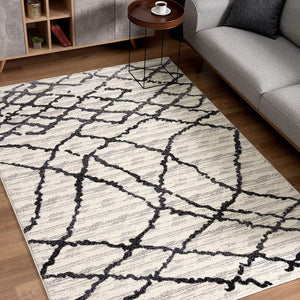 8’ x 11’ Gray and Black Modern Abstract Area Rug