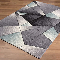 4’ x 6’ Gray and Blue Prism Pattern Area Rug