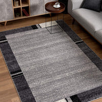 2’ x 4’ Gray Modern Bordered Area Rug