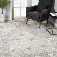 5’ x 8’ Cream and Gray Decorative Area Rug