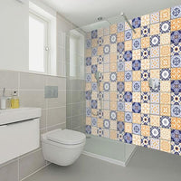 5" x 5" Yellow White and Blues Peel and Stick Removable Tiles
