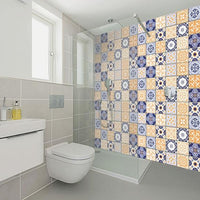 7" x 7" Yellow White and Blues Peel and Stick Removable Tiles