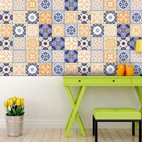 7" x 7" Yellow White and Blues Peel and Stick Removable Tiles