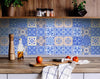 7" x 7" Dark and Light Blue Mosaic Peel and Stick Removable Tiles