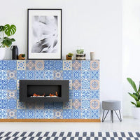 7" x 7" Dark and Light Blue Mosaic Peel and Stick Removable Tiles