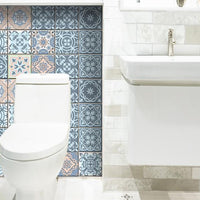 7" x 7" Baby Blue and Peach Mosaic Peel and Stick Removable Tiles