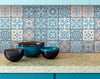 7" x 7" Baby Blue and Peach Mosaic Peel and Stick Removable Tiles