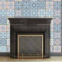 8" x 8" Baby Blue and Peach Mosaic Peel and Stick Removable Tiles