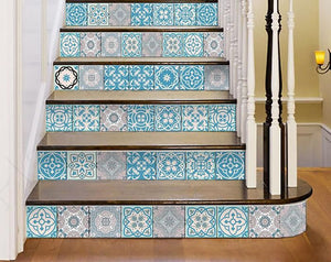 8" x 8" Sky Blue Mosaic Peel and Stick Removable Tiles