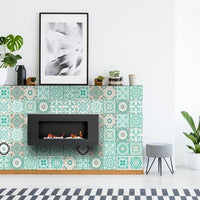 7" x 7" Aquamarine Mosaic Peel and Stick Removable Tiles