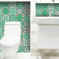 4" x 4" Green and White Mosaic Peel and Stick Removable Tiles