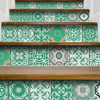 4" x 4" Green and White Mosaic Peel and Stick Removable Tiles