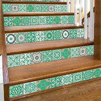 7" x 7" Green and White Mosaic Peel and Stick Removable Tiles