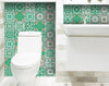 7" x 7" Green and White Mosaic Peel and Stick Removable Tiles