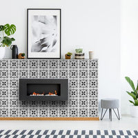 4" x 4" Charcoal And White Scroll Peel and Stick Removable Tiles