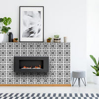 8" x 8" Charcoal And White Scroll Peel and Stick Removable Tiles