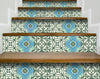 4" x 4" Sage and Aqua Floral Peel and Stick Removable Tiles