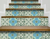 5" x 5" Sage and Aqua Floral Peel and Stick Removable Tiles