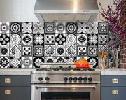 8" x 8" Black White and Gray Mosaic Peel and Stick Removable Tiles