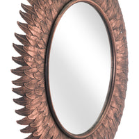 Bronze Leaf Round Mirror