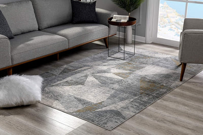 5’ x 8’ Gray Distressed Prism Modern Area Rug