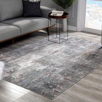 5’ x 8’ Gray and Ivory Abstract Area Rug