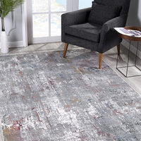 5’ x 8’ Gray and Ivory Abstract Area Rug