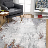 4’ x 6’ Gray and Ivory Modern Abstract Area Rug