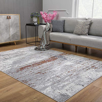 8’ x 11’ Gray and Brown Abstract Scraped Area Rug