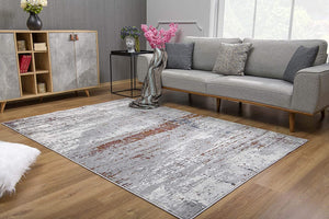 8’ x 11’ Gray and Brown Abstract Scraped Area Rug